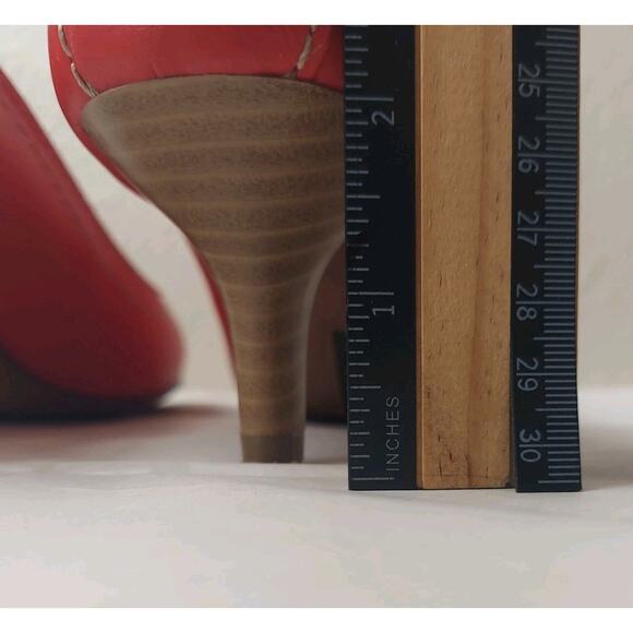 Calvin Klein Jeans Heels Size 9 Kaleigh Red Women's Leather Slip On Pumps - Picture 5 of 10